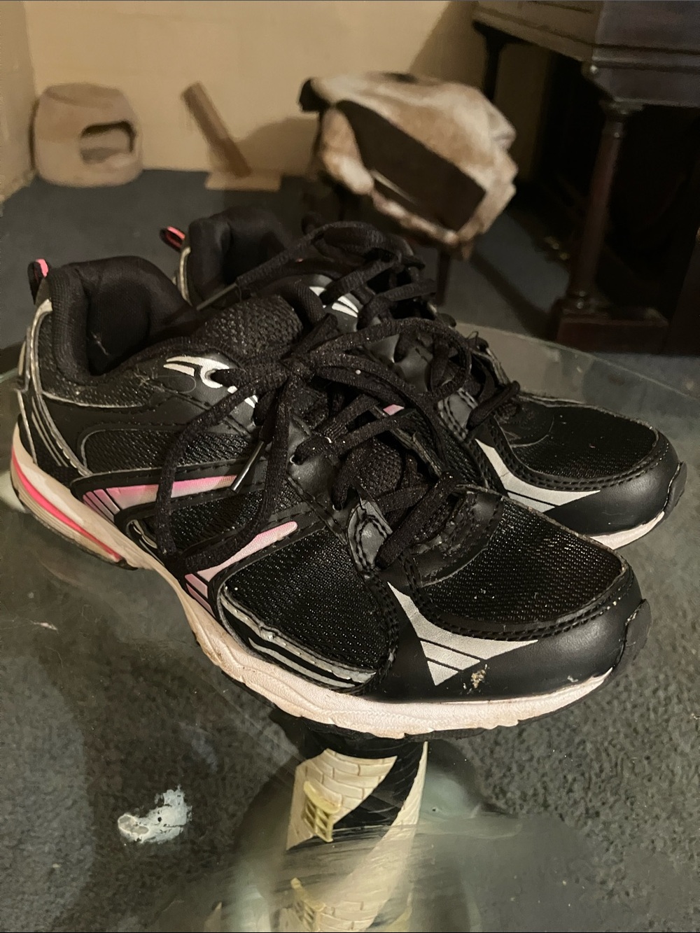 Danskin Now Black Athletic Sneakers with Pink Highlights